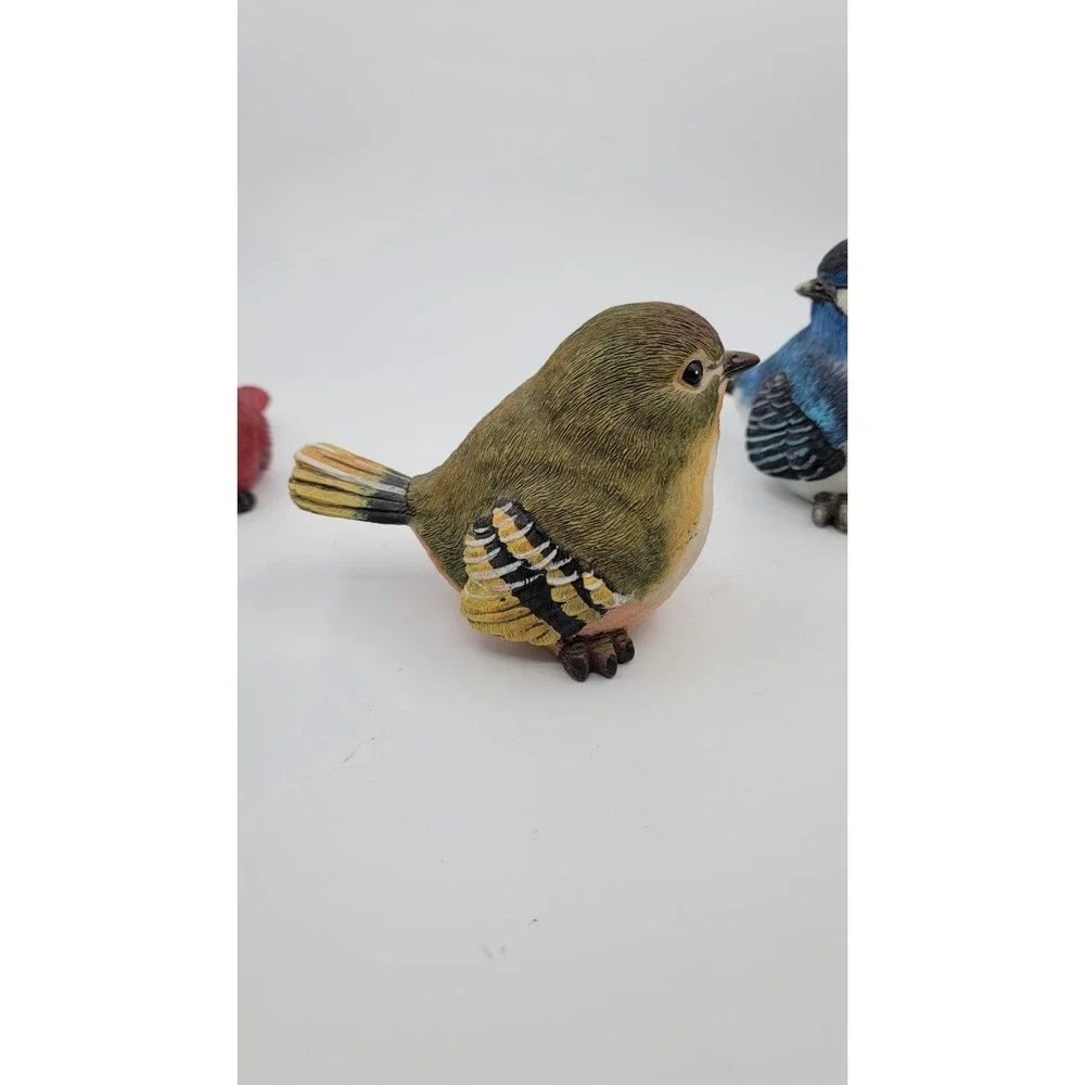 Set Of 5‎ Lovely Resin Colorful Bird Blue Figurines Cardinal Warbler